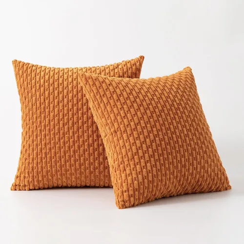 Miniatura 320 de K Kevin Textile - Juego de 2 fundas de almohada decorativas de corduroy suave azul con rayas estilo bohemio, fundas de almohada para sofá, cama