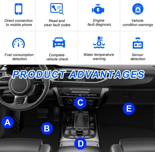 Miniatura 4 de ELM327 OBDII Escáner de diagnóstico para auto, herramienta de escaneo Bluetooth inalámbrico profesional, detector de fallas, lector de códigos