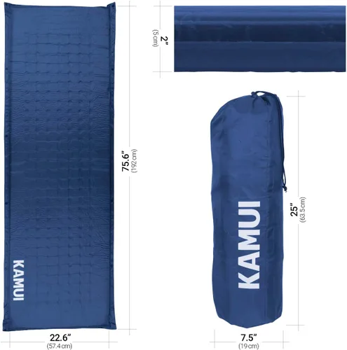 Miniatura 3 de KAMUI Almohadilla de dormir autoinflable: almohadilla de campamento de 2 pulgadas de grosor conectable con múltiples alfombrillas de campamento