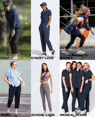Miniatura 5 de KUTAPU Women Golf Pants Straight Leg Drawstring Ankle Pants Athletic Sweatpants with Pockets