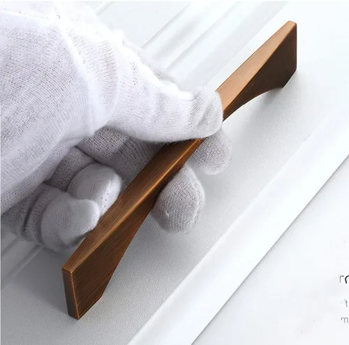 Miniatura 5 de Paquete de 4 tiradores de cajón de gabinete, tiradores en forma de puente de café cepillado para cajones de tocador, accesorios de gabinete de baño
