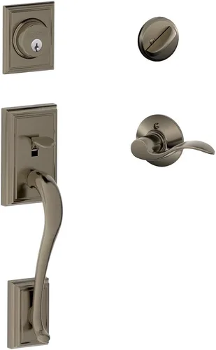 Miniatura 12 de Schlage F60 ADD 622 PLY Addison - Juego de manijas de entrada frontal con perilla Plymouth, cerrojo con llave de 1 lado, negro mate Mate negro