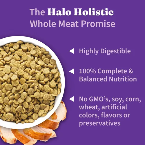 Miniatura 5 de Halo Holistic - Alimento para perros con fórmula de pavo y batata sin jaula, alimento seco sin granos, para un apoyo saludable del peso, croquetas