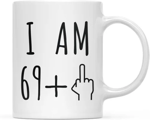 Miniatura 54 de Andaz Press Divertida taza de café de 11 onzas, regalo de broma de cumpleaños, I Am 49 + 1 dedo medio, 1 paquete, ideas de regalo de cumpleaños 50