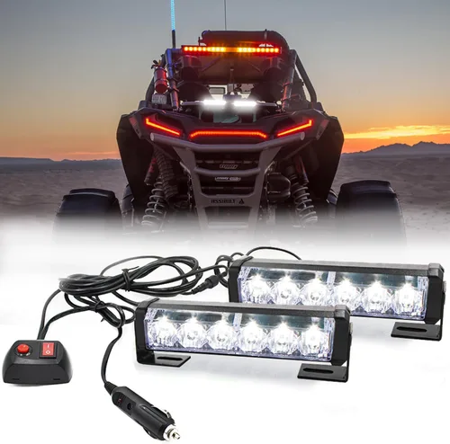 Miniatura 21 de 2 x 6 LED con 9 modos de advertencia para el tráfico - Luces estroboscópicas impermeables para auto, para interior, techo, salpicaderas, parabrisas