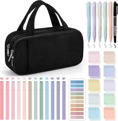 Miniatura 10 de Jutom Kit de Anotar Libros Estético de 39 Piezas con Estuche de Lápices, Marcador, Estuche Transparente, Notas Adhesivas, Gel, Bolígrafo, Rosa
