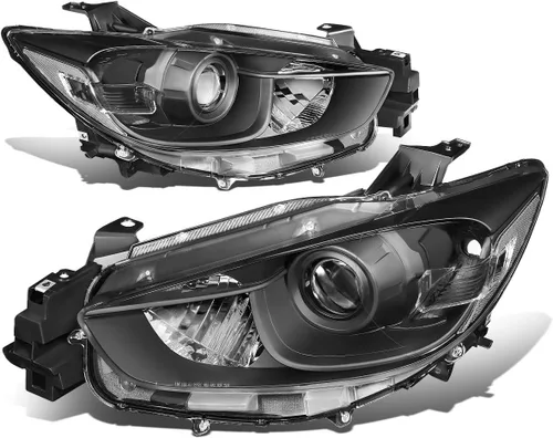 DNA MOTORING Par de lámparas de repuesto para faros delanteros estilo fábrica compatible con 13-16 MAZDA CX-5, HL-OH-MCX513-BK-CL1