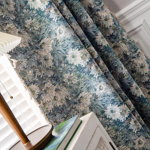 Miniatura 6 de ENJOYBRIDAL - 2 paneles de cortinas, florales, jacquard, estilo bohemio, rústico o de granja, semitraslúcidas, con bolsillo para cortinero y borlas