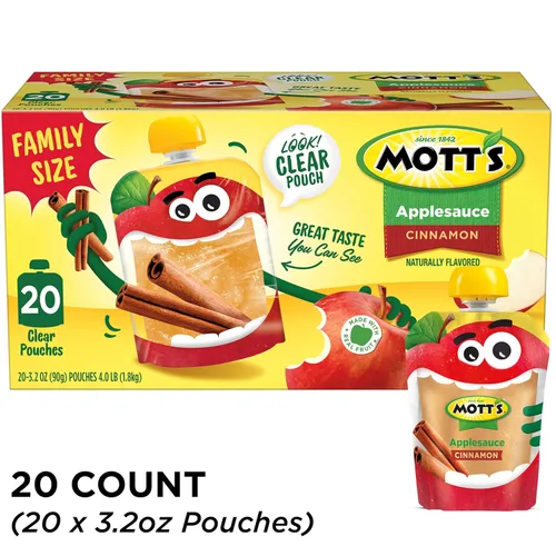 Miniatura 3 de Mott's Puré de manzana y canela, bolsas transparentes de 3.2 onzas, paquete de 20