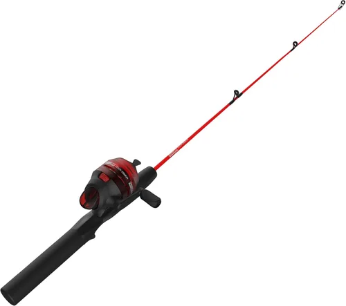 Zebco Dock Demon - Carrete giratorio y caña de pescar, caña de fibra de vidrio duradera de 30 pulgadas, carrete de pesca anti-reversa QuickSet