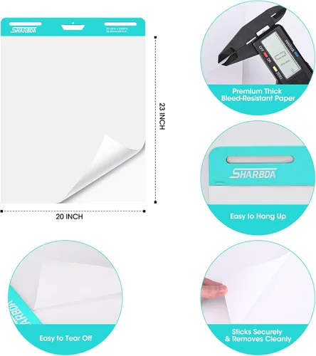 Miniatura 4 de Papel de carta, almohadilla de caballete pegajosa para profesores, 20 x 23 pulgadas, papel de anclaje con líneas, papel autoadhesivo, pesado, sin