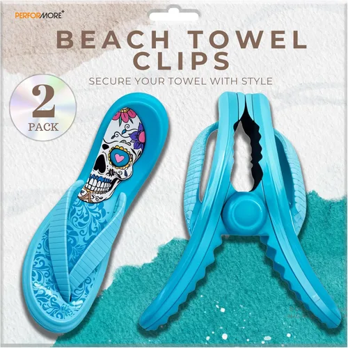 Miniatura 13 de PERFORMORE Clips de toalla de playa, paquete de 2 clips portátiles para toallas, clips de seguridad para sillas de playa, terraza, patio, piscina
