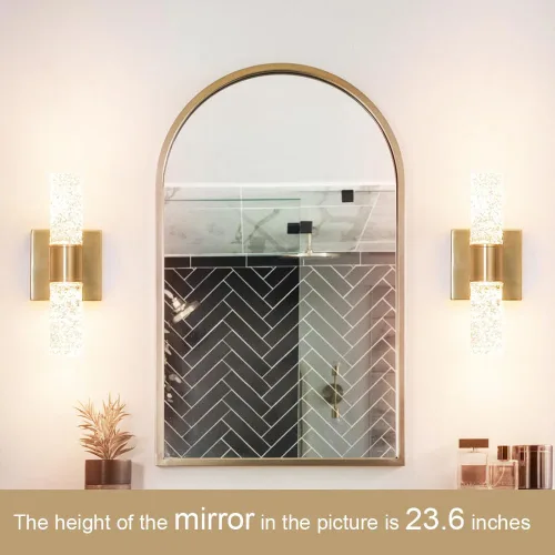 Miniatura 2 de Juego de 2 apliques de pared LED de cristal, lámparas de baño de oro cepillado, modernas luces de baño con LED con cable para dormitorio, sala