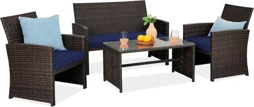 Miniatura 17 de Best Choice Products juego de muebles de mimbre para patio al aire libre, 4 piezas, para conversación en el patio trasero con mesa de café, cojines