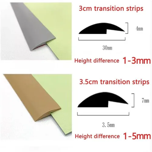 Miniatura 6 de NILZA Tira de umbral de PVC impermeable, tira de umbral de transición de suelo para madera a azulejos, tira de transición de umbral de 0.4 a 0.19