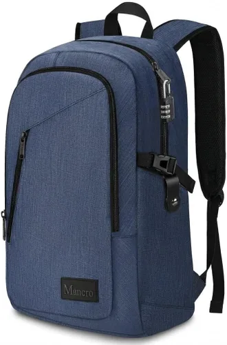 Miniatura 14 de Mancro Mochila para laptop de viaje de negocios, bolsa delgada antirrobo para laptop con puerto de carga USB para hombres y mujeres, bolsa