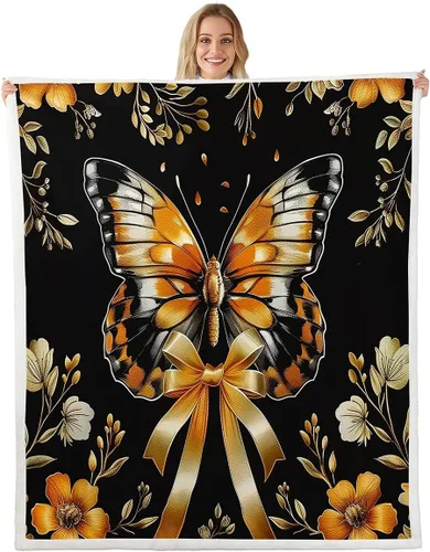Miniatura 29 de Erosebridal Black Pink Bow Fleece Throw Blanket 40"x50" - Ultra-Soft for Couch Sofa Bed,Kawaii Cool Bowknot Sherpa Blanket,Princess Style Fuzzy