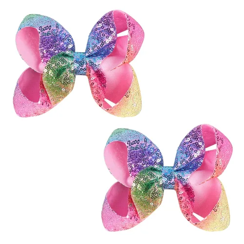 Miniatura 5 de Lazos para el cabello de lentejuelas con purpurina de 6 pulgadas de color morado oscuro para niñas, niños y adolescentes (2 unidades)