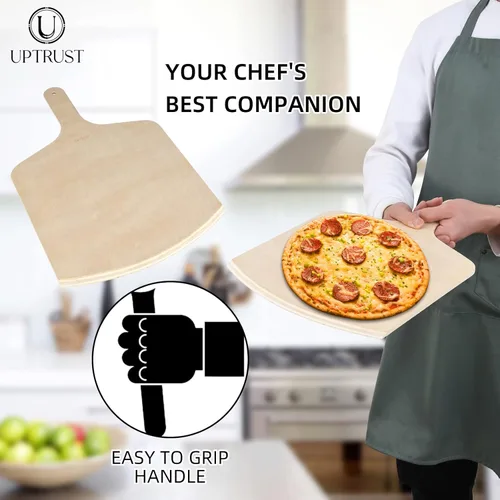 Miniatura 6 de UPTRUST Pela de pizza de madera natural de alta calidad, rectangular, 12 x 17 pulgadas, espátula grande para pizza, tabla de cortar para hornear