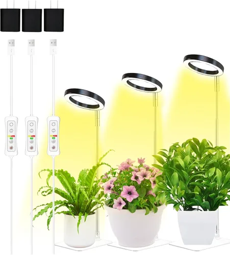 Miniatura 26 de yadoker Luz de cultivo de plantas, luz LED de espectro completo para plantas de interior, altura ajustable, temporizador automático, bajo voltaje