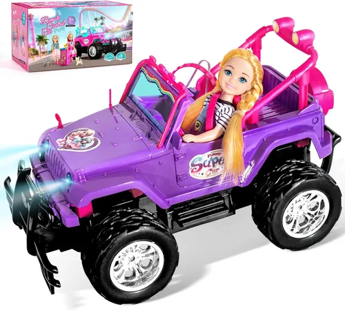 Miniatura 10 de ULOVEME Autos RC - Auto a control remoto con muñeca de 5.5 pulgadas para niñas, autos RC Je ep de 2.4 GHz - Coches de juguete de control simple