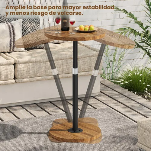 Miniatura 5 de Asgolion Mesa auxiliar redonda, mesa de bebidas de altura ajustable para espacios pequeños, mesa de Martini con pedestal, mesas de cóctel, base