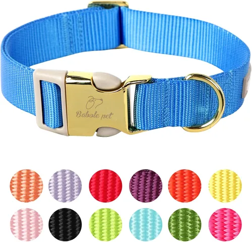 Miniatura 20 de Collar de perro de nailon de Babole Pet - Collares ajustables de cinturilla suave de nailon negro para perros pequeños, medianos y grandes, collar
