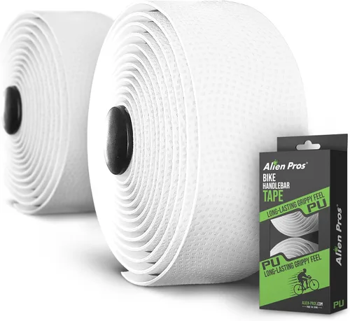 ALIEN PROS Cinta para manillar de bicicleta de poliuretano (juego de 2) negro, rojo, blanco, rosa, azul, mejora el agarre de tu bicicleta con estas