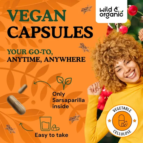 Miniatura 4 de Wild & Organic Cápsulas de raíz de zarzaparrilla, apoyo para la piel y la desintoxicación, suplemento de raíz de zarzaparrilla de 1000 mg, 30 días