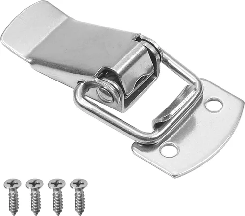 Miniatura 10 de Cerradura de palanca de acero inoxidable 201 de 1.54 pulgadas de longitud con resorte sin agujero de bloqueo, cerraduras con resorte para caja