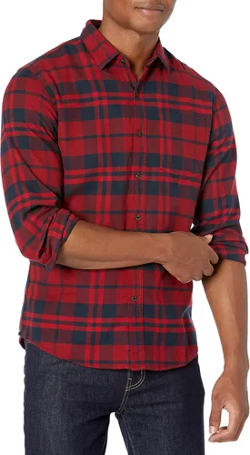 Miniatura 88 de Amazon Essentials Camisas de franela de manga larga para hombre, corte ajustado, a cuadros con botones