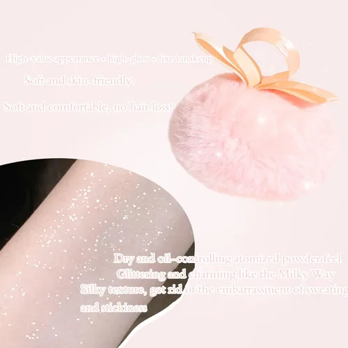 Miniatura 3 de Resaltador en polvo de maquillaje, resaltador facial con purpurina corporal, melocotón brillante, bola de polvo, resaltador facial multiuso, brillo