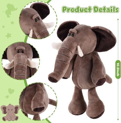 Miniatura 2 de 6 piezas de animales de peluche de safari a granel león, elefante, mono, tigre, animales del zoológico, junble para regalo de niños y niñas, fiestas