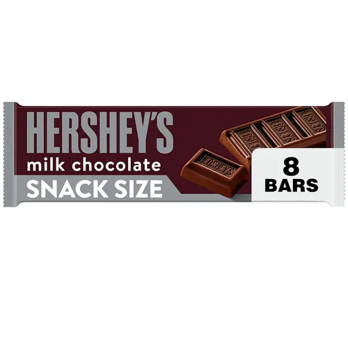 HERSHEY'S Tamaño de bocadillo de chocolate con leche, barras de caramelo, 0.45 onzas (8 unidades)