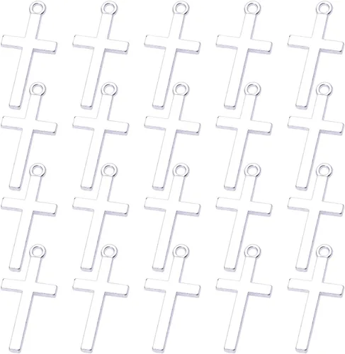 Miniatura 6 de Shapenty Dijes pequeños de metal con dije de cruz para aretes, pulsera, collar, llavero, tiradores de cremallera, joyería para hacer manualidades