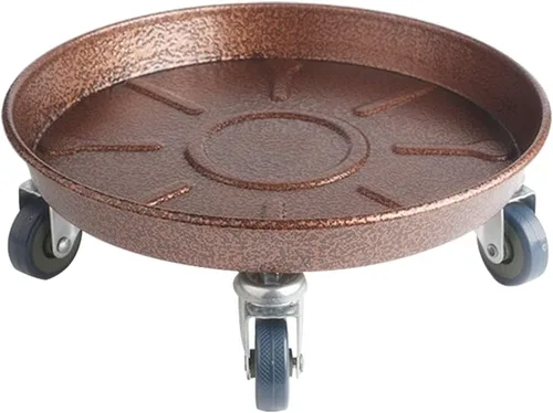 Miniatura 10 de ARTLINE Soporte redondo de 10 pulgadas con ruedas bloqueables, 160 libras resistente para interiores y exteriores, maceta grande rodante con ruedas