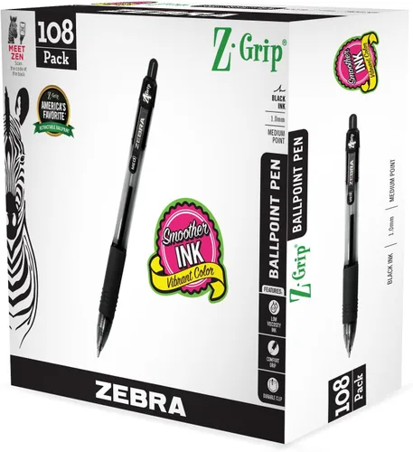 Miniatura 20 de Zebra Pen Z-Grip - Bolígrafo retráctil de punta media, 3/64 pulgadas, tinta negra, 12