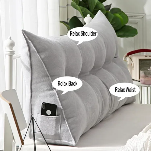 Miniatura 6 de Almohada de lectura extragrande para cabecero, almohada triangular de apoyo para la espalda, almohada extraíble de terciopelo para cabecero