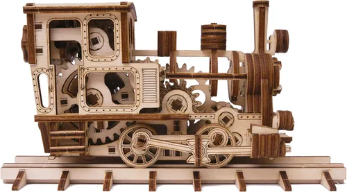 Miniatura 2 de Wood Trick Train - Rompecabezas de madera 3D para adultos y niños para construir, 6 x 4 pulgadas, kit de modelo de locomotora para adultos y niños