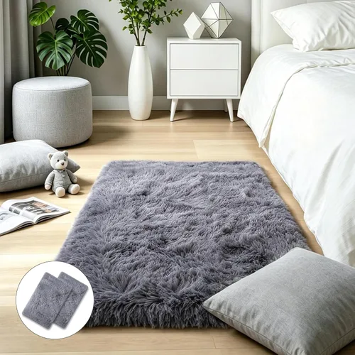 Miniatura 64 de KCHOWUA Alfombras Esponjosas y Peludas de Unicornio para Dormitorio de Niñas, 3x5 pies Lavable Antideslizante Alfombra de Área Shag Peluda para Sala