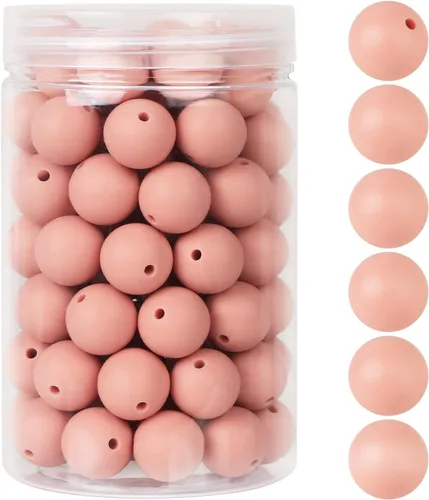 Miniatura 22 de EVERMARKET - 110 cuentas focales de silicona, cuentas de silicona de 0.59 pulgadas para hacer llaveros, cuentas redondas de silicona a granel