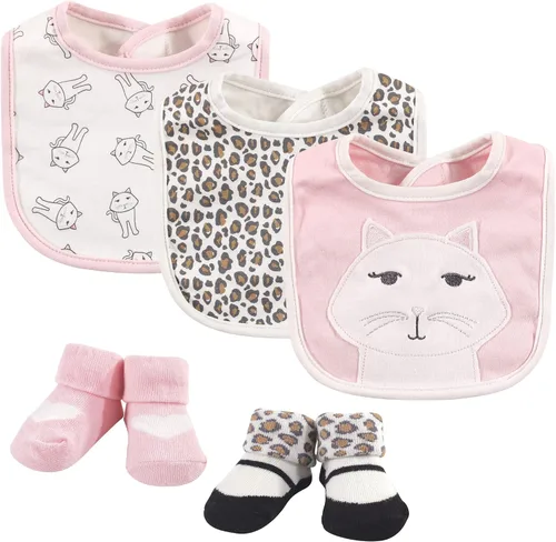 Miniatura 191 de Hudson Baby Conjunto de babero y calcetines unisex de algodón para bebé