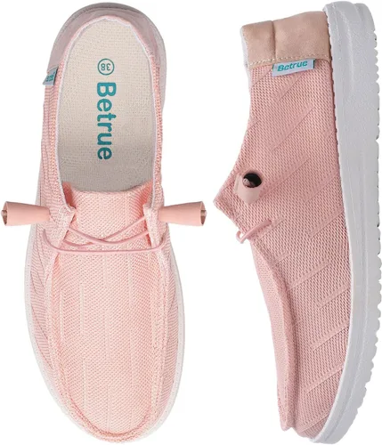 Betrue Zapatos náuticos ligeros para mujer, mocasines informales, zapatos de cubierta sin cordones, tenis de lona transpirables