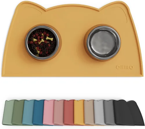 Miniatura 24 de OHMO - Tapete de silicona para comida para gatos, tapete de alimentación de mascotas para el piso, antideslizante e impermeable, bandeja para agua