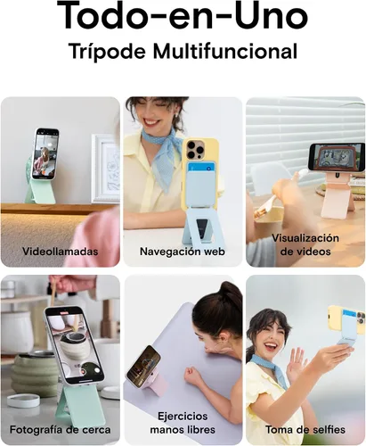Miniatura 5 de MOFT MOVAS - Billetera con trípode para teléfono, 3 en 1, soporte magnético compatible con NFC, soporte para tarjetas ajustable de cuero vegano
