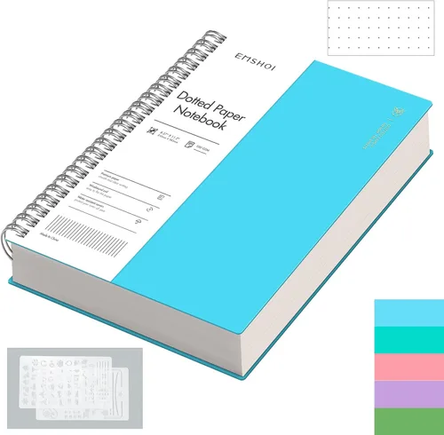 EMSHOI Cuaderno de espiral A4, diario punteado de viñetas, 11.2" X 8.27", 300 páginas/150 hojas, papel de cuadrícula de puntos de 100gsm, tapa