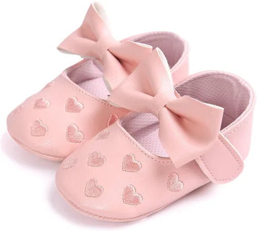Miniatura 3 de RVROVIC Zapatos de bebé para niñas, suela suave, zapatos planos Mary Jane, vestidos de princesa, zapatos de poliuretano lindo lazo precaminante