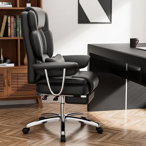 Miniatura 4 de KEIKI Silla ergonómica de oficina de respaldo alto con reposapiés, silla de escritorio resistente para el trabajo diario