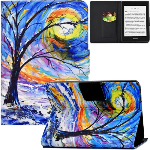 Funda para Kindle Paperwhite, ranuras para tarjetas ligeras y delgadas con funda de encendido y apagado automático para Amazon Kindle Paperwhite