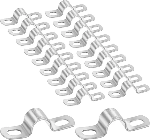 Miniatura 46 de M METERXITY Paquete de 3 abrazaderas de conducto, correa rígida de acero inoxidable 304 de 3-1/2 pulgadas M89 U con 2 agujeros